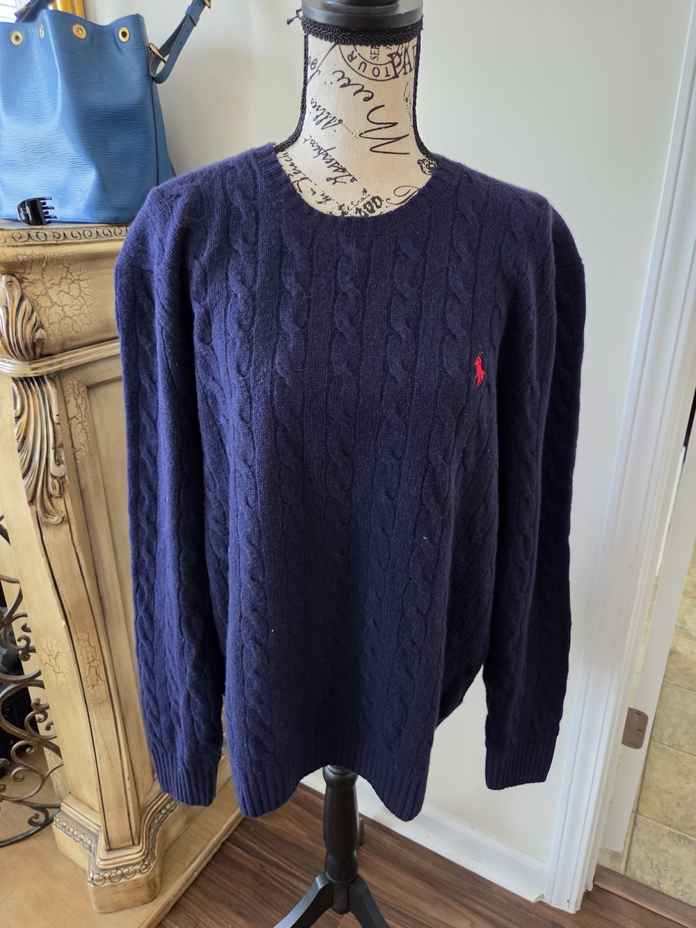 Polo by Ralph Lauren Navy Cable-Knit Crewneck Sweater